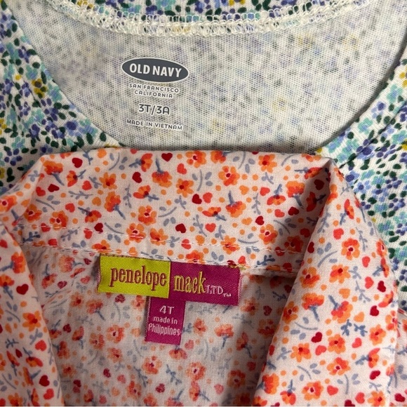 Kids Tops Lot of 2 Toddler Sleeveless 3T & 4T Floral Ruffle Tie Front Shirts - Picture 10 of 12